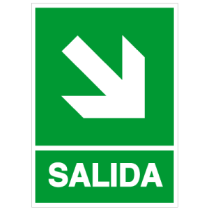 Señaléticas de evacuación y emergencia, señalética de ruta de evacuación hacia abajo