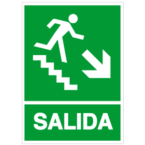 Señaléticas de evacuación y emergencia, señalética de ruta evacuación hacia abajo