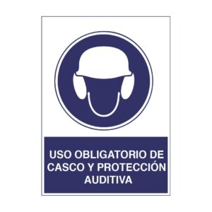 Señaléticas de obligación, uso obligatorio de casco y protección auditiva